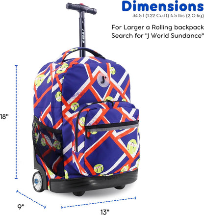 Sunrise Kids Rolling Backpack with Wheels for Girls Boys, Roller Bookbag for School, 18 x 13 x 9 Inches, Confetti - Colors A