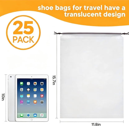 25 Pack Shoe Bags for Travel, 11.8" x 15.7" Waterproof Travel Shoe Bags for Packing,Large Travel Bag for Shoes, Storage Bags for Travel Essentials