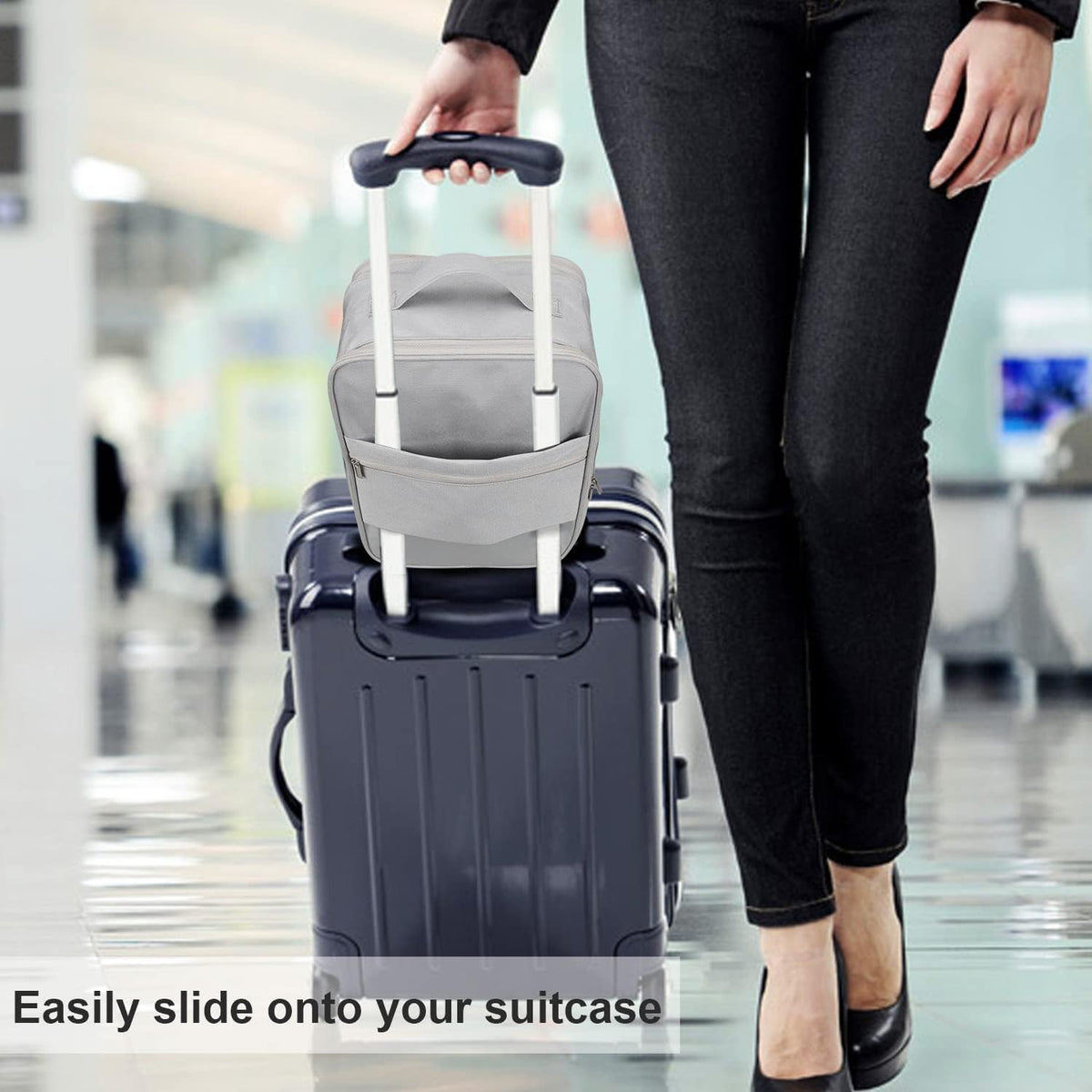 Travel Shoe Bag, Holds 3 Pairs of Shoes, Waterproof - Grey | Holds 3 pairs, waterproof rip-stop, breathable mesh + zip pocket; travel shoe bag for gym, golf & weekends
