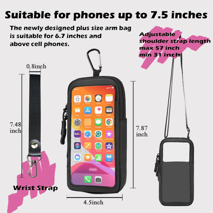 Clear Phone Purse Crossbody with Adjustable Strap, Cell Phone Pouch Around The Neck, Shoulder Holster with Wrist Strap, Small Crossbody Bags for Women Man Girl Boy