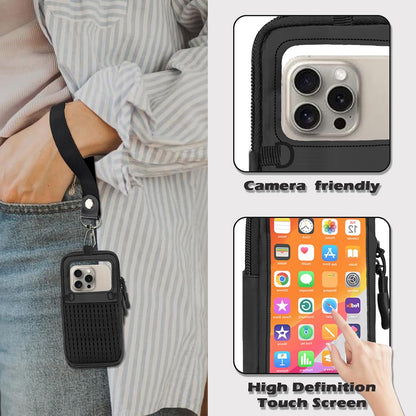 Clear Phone Purse Crossbody with Adjustable Strap, Cell Phone Pouch Around The Neck, Shoulder Holster with Wrist Strap, Small Crossbody Bags for Women Man Girl Boy