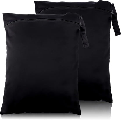 2 Pack Travel Laundry Bags, Large Waterproof Gym Bags, Washable Swimsuit Bag, Reusable Dirty Clothes Bag for Gym Beach Swimming Yoga, Black