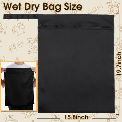 2 Pack Travel Laundry Bags, Large Waterproof Gym Bags, Washable Swimsuit Bag, Reusable Dirty Clothes Bag for Gym Beach Swimming Yoga, Black