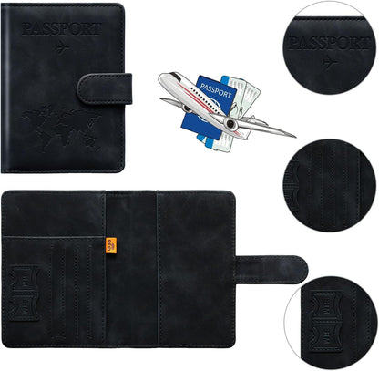 Family Passport Holder for Travel Women and Men RFID Blocking Passport Holder with Zipper Multi-functional Passport Wallet Passport Case Passport cover Travel Essentials