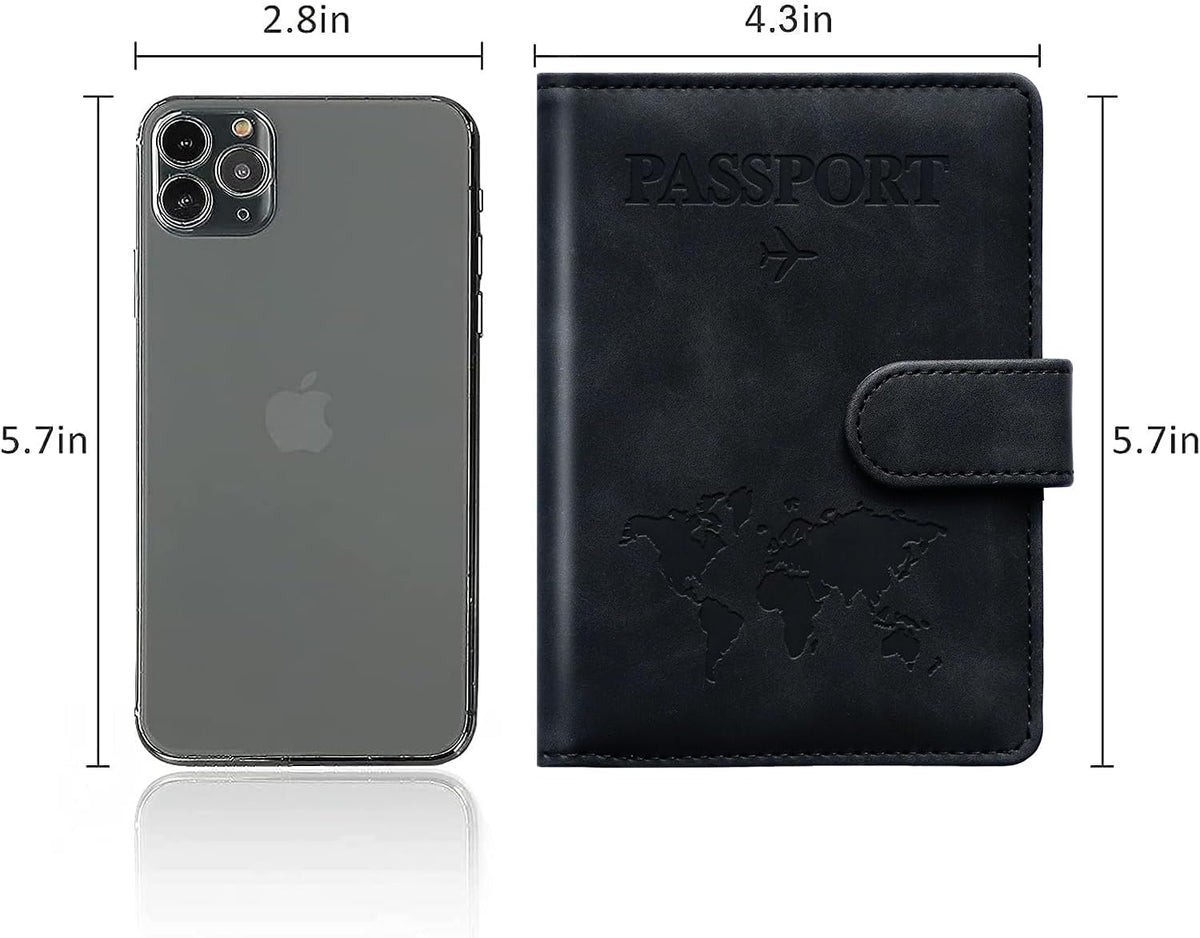 Family Passport Holder for Travel Women and Men RFID Blocking Passport Holder with Zipper Multi-functional Passport Wallet Passport Case Passport cover Travel Essentials