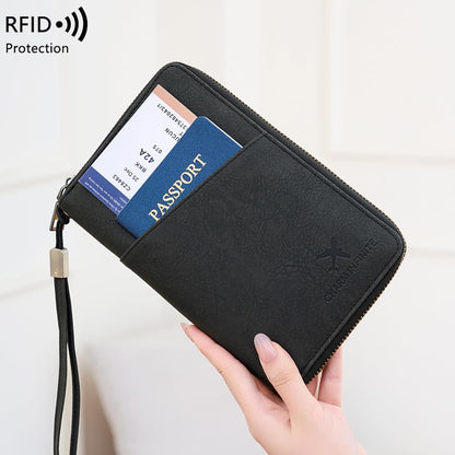 Family Passport Holder for Travel Women and Men RFID Blocking Passport Holder with Zipper Multi-functional Passport Wallet Passport Case Passport cover Travel Essentials