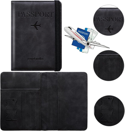 Family Passport Holder for Travel Women and Men RFID Blocking Passport Holder with Zipper Multi-functional Passport Wallet Passport Case Passport cover Travel Essentials