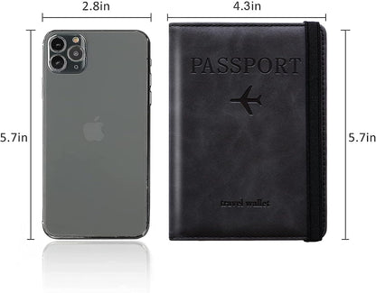 Family Passport Holder for Travel Women and Men RFID Blocking Passport Holder with Zipper Multi-functional Passport Wallet Passport Case Passport cover Travel Essentials