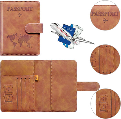 Family Passport Holder for Travel Women and Men RFID Blocking Passport Holder with Zipper Multi-functional Passport Wallet Passport Case Passport cover Travel Essentials