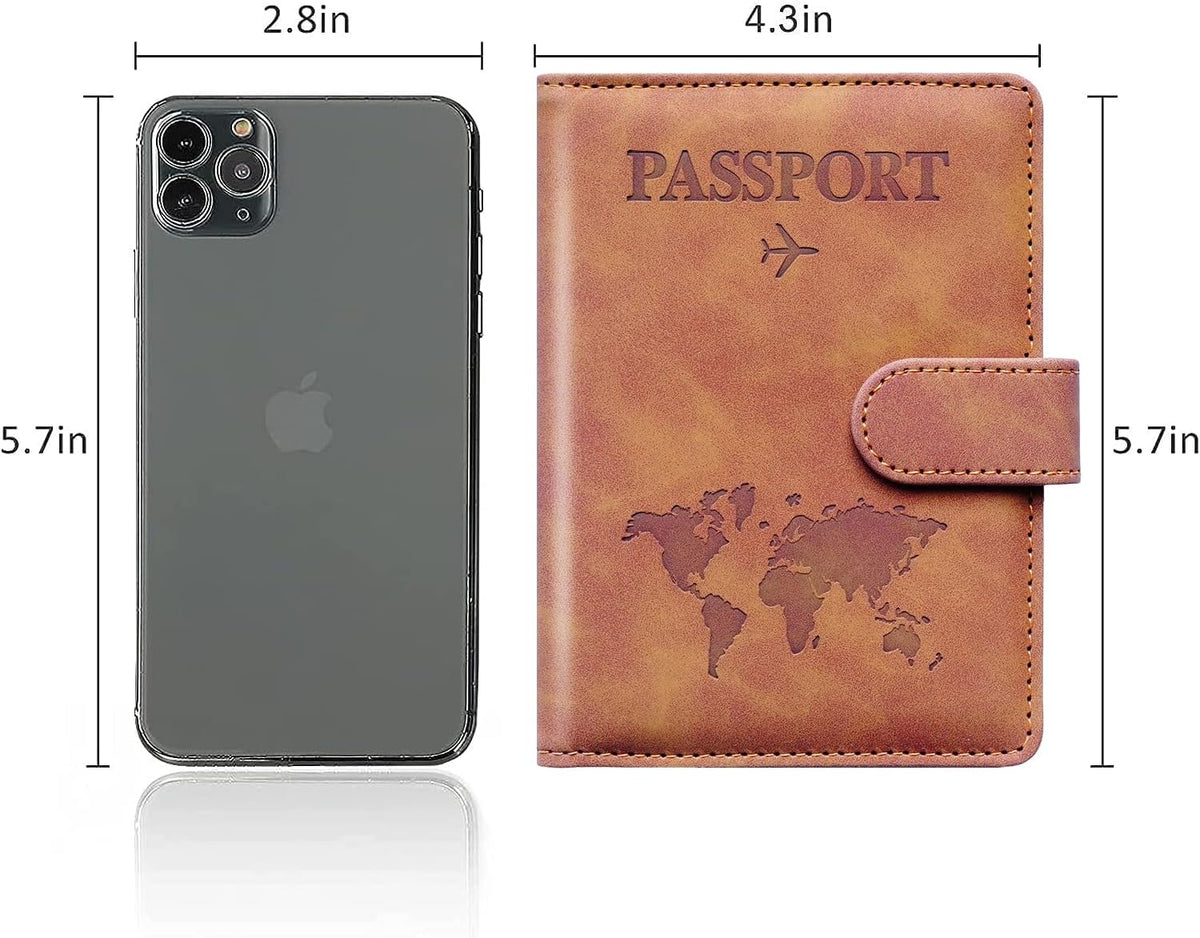 Family Passport Holder for Travel Women and Men RFID Blocking Passport Holder with Zipper Multi-functional Passport Wallet Passport Case Passport cover Travel Essentials