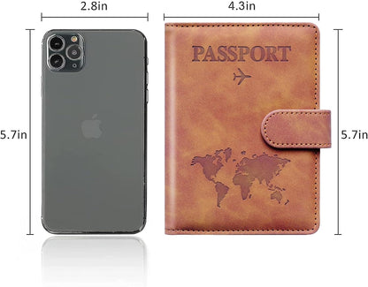 Family Passport Holder for Travel Women and Men RFID Blocking Passport Holder with Zipper Multi-functional Passport Wallet Passport Case Passport cover Travel Essentials