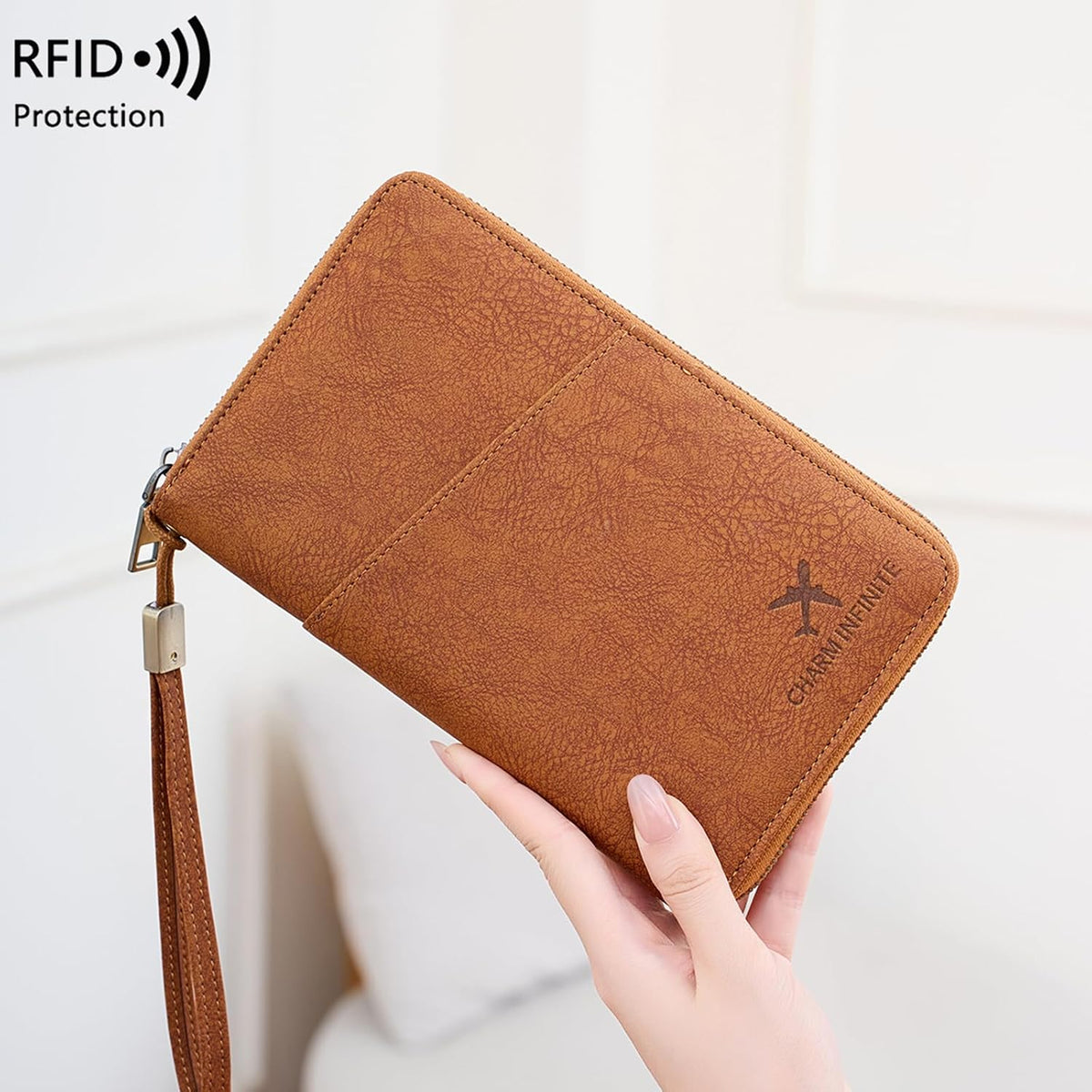 Family Passport Holder for Travel Women and Men RFID Blocking Passport Holder with Zipper Multi-functional Passport Wallet Passport Case Passport cover Travel Essentials