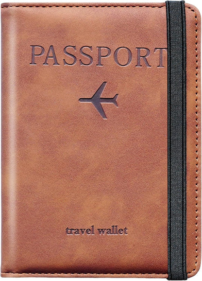 Family Passport Holder for Travel Women and Men RFID Blocking Passport Holder with Zipper Multi-functional Passport Wallet Passport Case Passport cover Travel Essentials
