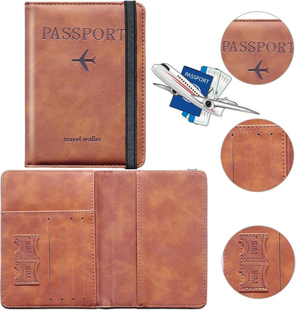 Family Passport Holder for Travel Women and Men RFID Blocking Passport Holder with Zipper Multi-functional Passport Wallet Passport Case Passport cover Travel Essentials