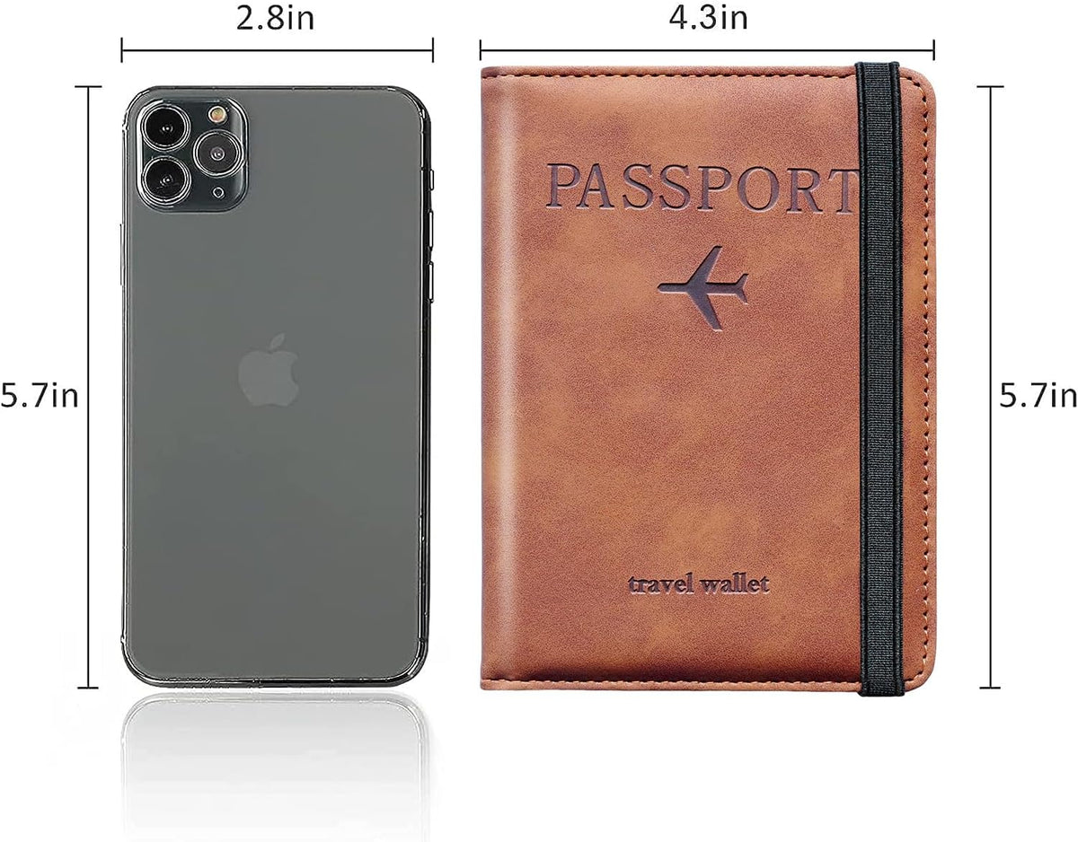 Family Passport Holder for Travel Women and Men RFID Blocking Passport Holder with Zipper Multi-functional Passport Wallet Passport Case Passport cover Travel Essentials