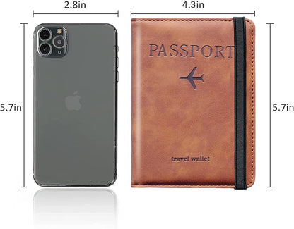 Family Passport Holder for Travel Women and Men RFID Blocking Passport Holder with Zipper Multi-functional Passport Wallet Passport Case Passport cover Travel Essentials