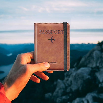 Family Passport Holder for Travel Women and Men RFID Blocking Passport Holder with Zipper Multi-functional Passport Wallet Passport Case Passport cover Travel Essentials
