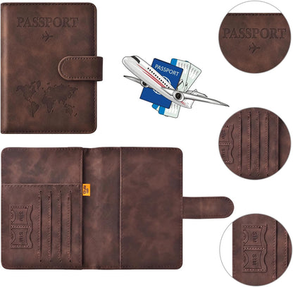Family Passport Holder for Travel Women and Men RFID Blocking Passport Holder with Zipper Multi-functional Passport Wallet Passport Case Passport cover Travel Essentials