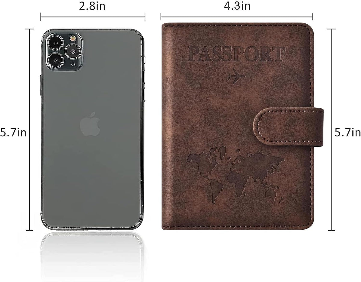 Family Passport Holder for Travel Women and Men RFID Blocking Passport Holder with Zipper Multi-functional Passport Wallet Passport Case Passport cover Travel Essentials