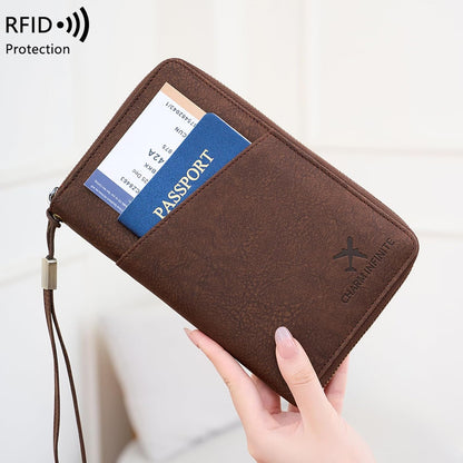 Family Passport Holder for Travel Women and Men RFID Blocking Passport Holder with Zipper Multi-functional Passport Wallet Passport Case Passport cover Travel Essentials