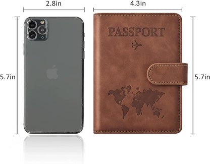 Family Passport Holder for Travel Women and Men RFID Blocking Passport Holder with Zipper Multi-functional Passport Wallet Passport Case Passport cover Travel Essentials