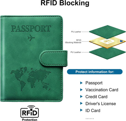 Family Passport Holder for Travel Women and Men RFID Blocking Passport Holder with Zipper Multi-functional Passport Wallet Passport Case Passport cover Travel Essentials