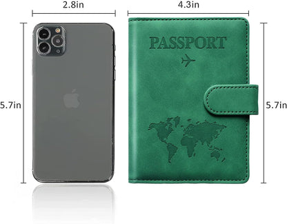 Family Passport Holder for Travel Women and Men RFID Blocking Passport Holder with Zipper Multi-functional Passport Wallet Passport Case Passport cover Travel Essentials