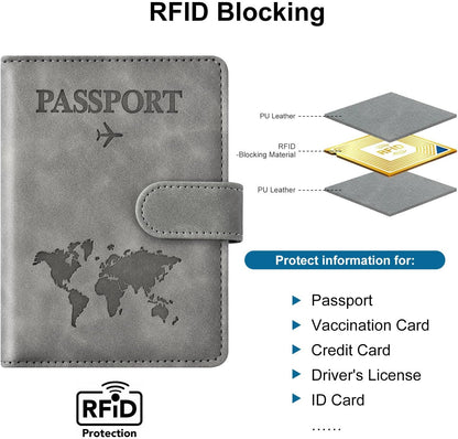 Family Passport Holder for Travel Women and Men RFID Blocking Passport Holder with Zipper Multi-functional Passport Wallet Passport Case Passport cover Travel Essentials