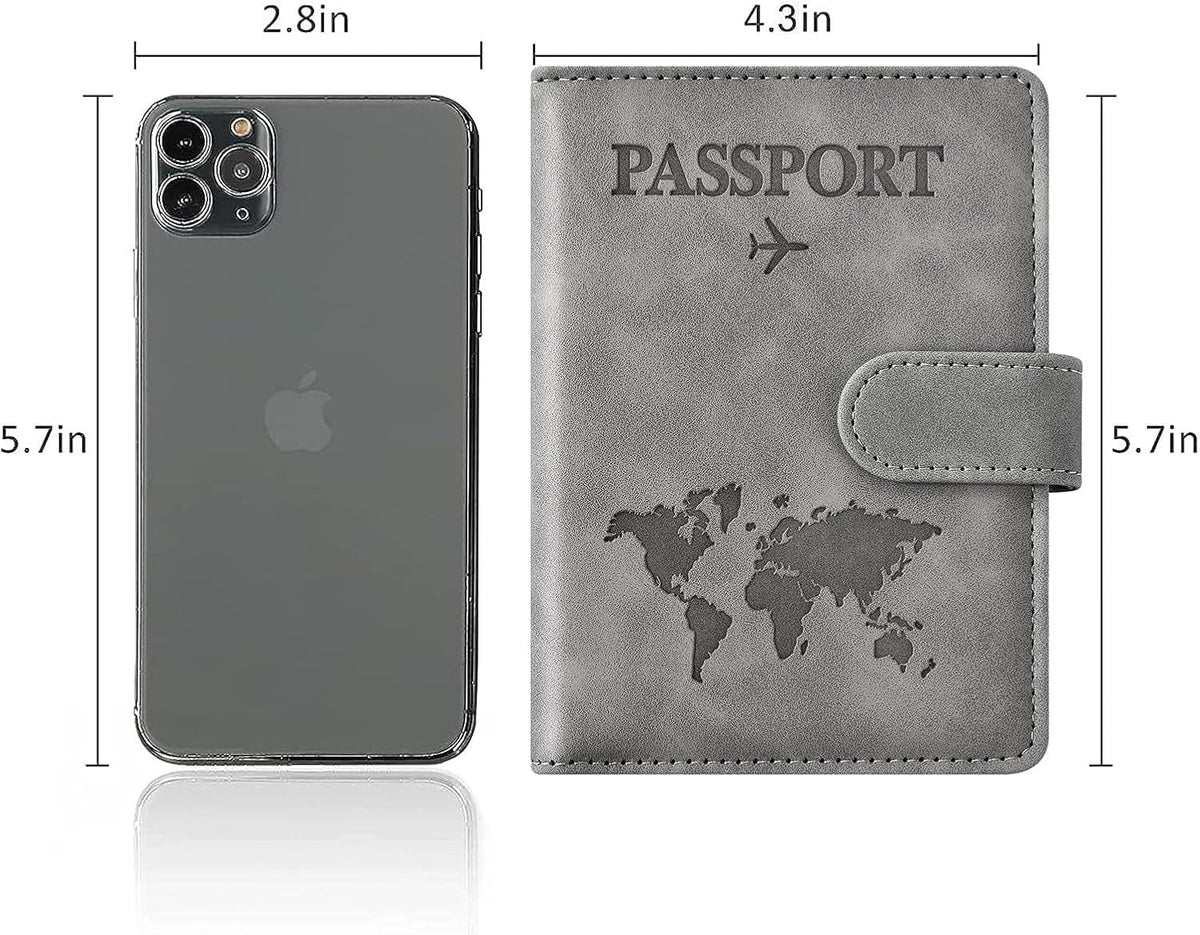 Family Passport Holder for Travel Women and Men RFID Blocking Passport Holder with Zipper Multi-functional Passport Wallet Passport Case Passport cover Travel Essentials