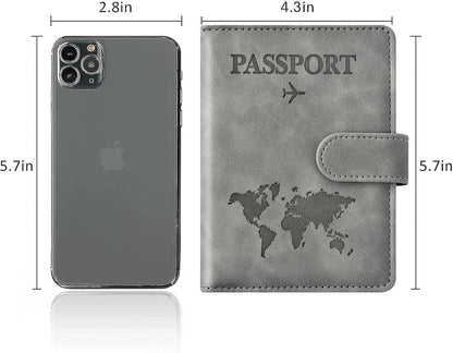 Family Passport Holder for Travel Women and Men RFID Blocking Passport Holder with Zipper Multi-functional Passport Wallet Passport Case Passport cover Travel Essentials