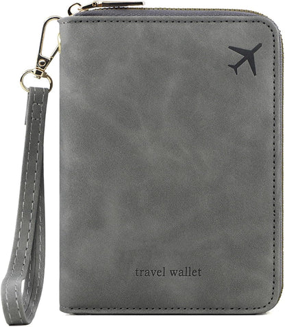 Family Passport Holder for Travel Women and Men RFID Blocking Passport Holder with Zipper Multi-functional Passport Wallet Passport Case Passport cover Travel Essentials