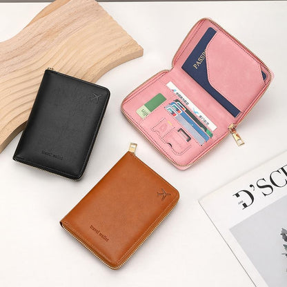 Family Passport Holder for Travel Women and Men RFID Blocking Passport Holder with Zipper Multi-functional Passport Wallet Passport Case Passport cover Travel Essentials