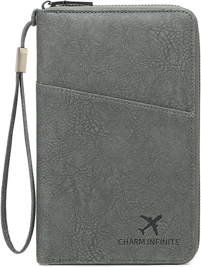 Family Passport Holder for Travel Women and Men RFID Blocking Passport Holder with Zipper Multi-functional Passport Wallet Passport Case Passport cover Travel Essentials