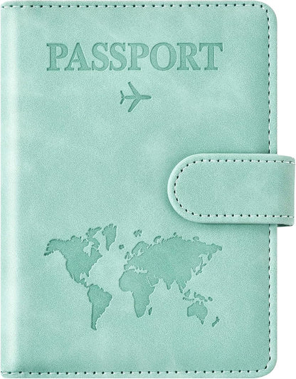 Family Passport Holder for Travel Women and Men RFID Blocking Passport Holder with Zipper Multi-functional Passport Wallet Passport Case Passport cover Travel Essentials