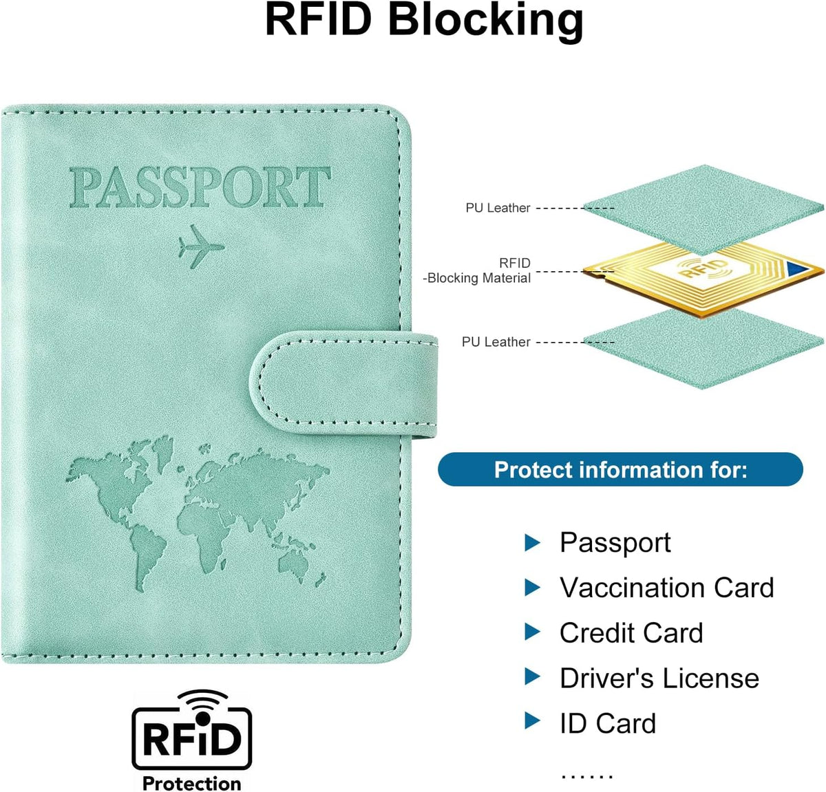 Family Passport Holder for Travel Women and Men RFID Blocking Passport Holder with Zipper Multi-functional Passport Wallet Passport Case Passport cover Travel Essentials