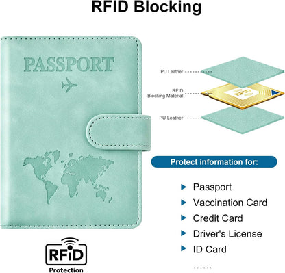 Family Passport Holder for Travel Women and Men RFID Blocking Passport Holder with Zipper Multi-functional Passport Wallet Passport Case Passport cover Travel Essentials