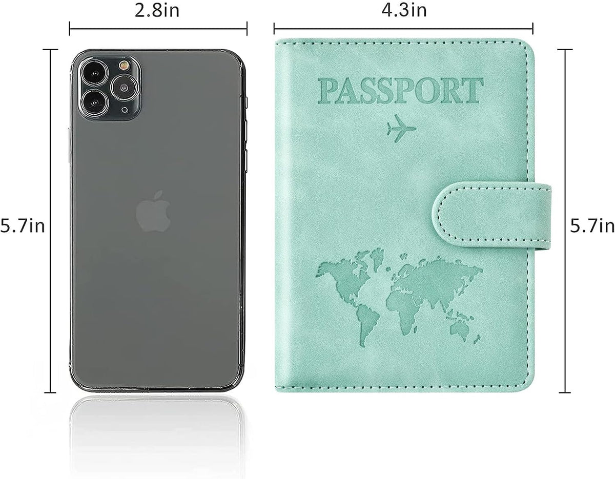 Family Passport Holder for Travel Women and Men RFID Blocking Passport Holder with Zipper Multi-functional Passport Wallet Passport Case Passport cover Travel Essentials