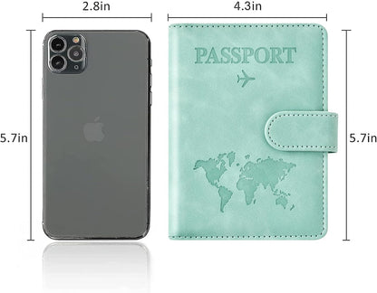 Family Passport Holder for Travel Women and Men RFID Blocking Passport Holder with Zipper Multi-functional Passport Wallet Passport Case Passport cover Travel Essentials
