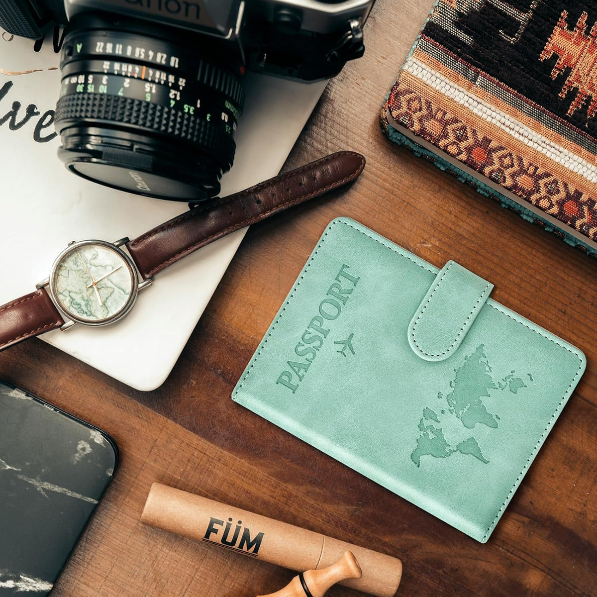 Family Passport Holder for Travel Women and Men RFID Blocking Passport Holder with Zipper Multi-functional Passport Wallet Passport Case Passport cover Travel Essentials
