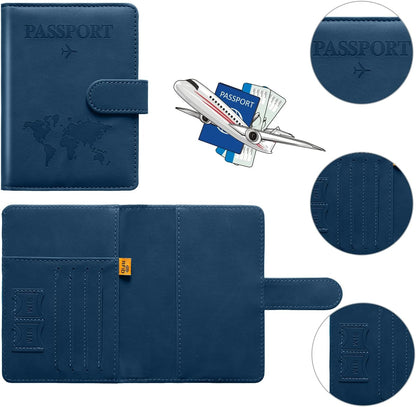 Family Passport Holder for Travel Women and Men RFID Blocking Passport Holder with Zipper Multi-functional Passport Wallet Passport Case Passport cover Travel Essentials