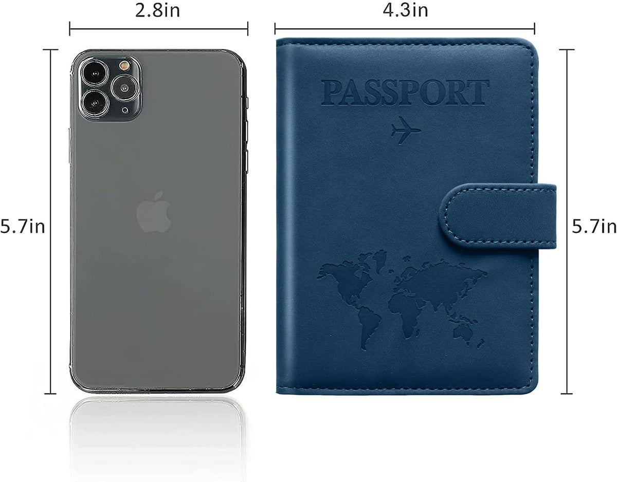 Family Passport Holder for Travel Women and Men RFID Blocking Passport Holder with Zipper Multi-functional Passport Wallet Passport Case Passport cover Travel Essentials