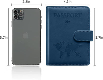 Family Passport Holder for Travel Women and Men RFID Blocking Passport Holder with Zipper Multi-functional Passport Wallet Passport Case Passport cover Travel Essentials