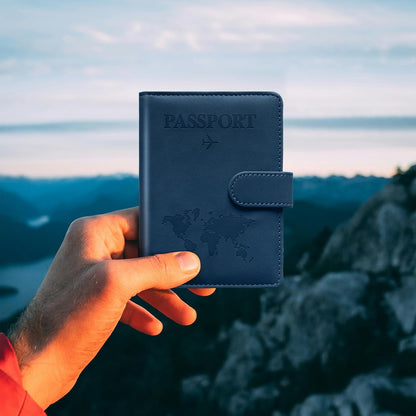 Family Passport Holder for Travel Women and Men RFID Blocking Passport Holder with Zipper Multi-functional Passport Wallet Passport Case Passport cover Travel Essentials