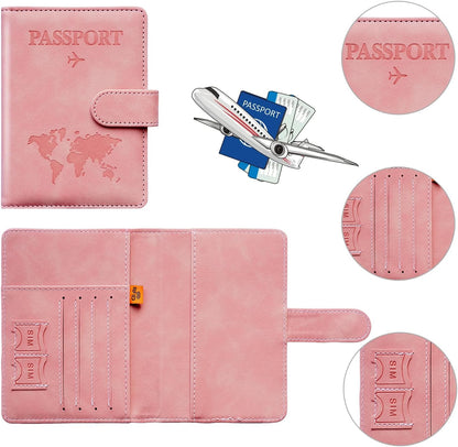 Family Passport Holder for Travel Women and Men RFID Blocking Passport Holder with Zipper Multi-functional Passport Wallet Passport Case Passport cover Travel Essentials