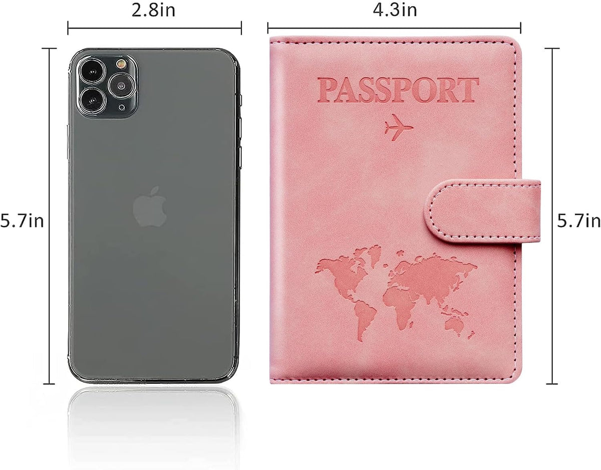 Family Passport Holder for Travel Women and Men RFID Blocking Passport Holder with Zipper Multi-functional Passport Wallet Passport Case Passport cover Travel Essentials