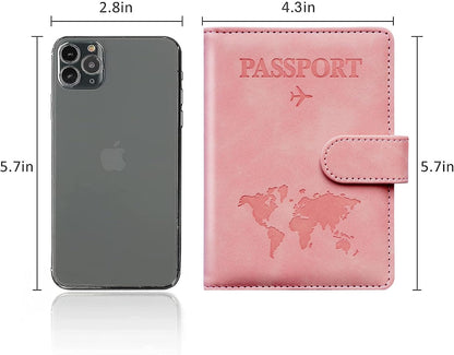 Family Passport Holder for Travel Women and Men RFID Blocking Passport Holder with Zipper Multi-functional Passport Wallet Passport Case Passport cover Travel Essentials