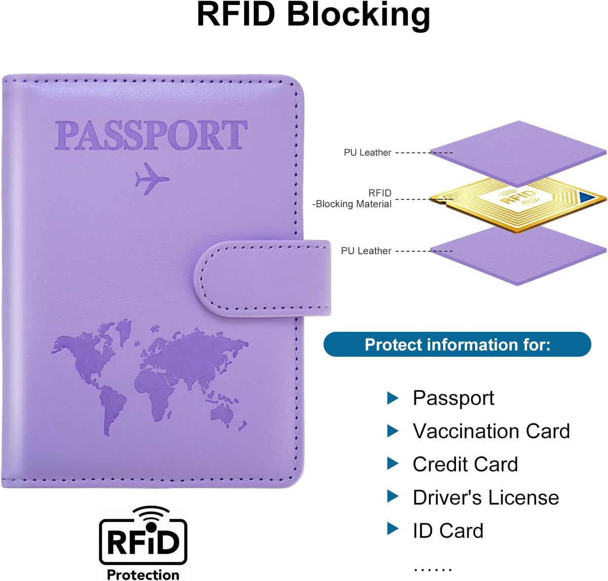 Family Passport Holder for Travel Women and Men RFID Blocking Passport Holder with Zipper Multi-functional Passport Wallet Passport Case Passport cover Travel Essentials