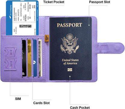 Family Passport Holder for Travel Women and Men RFID Blocking Passport Holder with Zipper Multi-functional Passport Wallet Passport Case Passport cover Travel Essentials