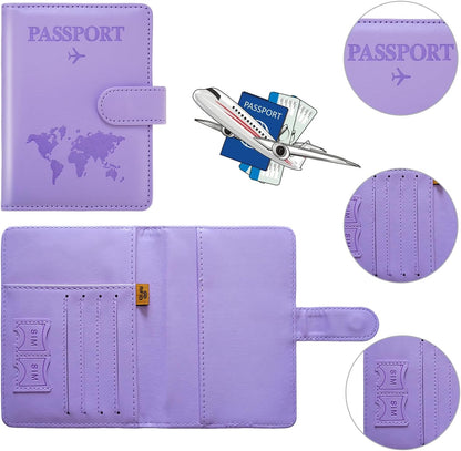 Family Passport Holder for Travel Women and Men RFID Blocking Passport Holder with Zipper Multi-functional Passport Wallet Passport Case Passport cover Travel Essentials