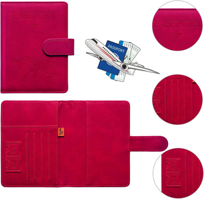 Family Passport Holder for Travel Women and Men RFID Blocking Passport Holder with Zipper Multi-functional Passport Wallet Passport Case Passport cover Travel Essentials